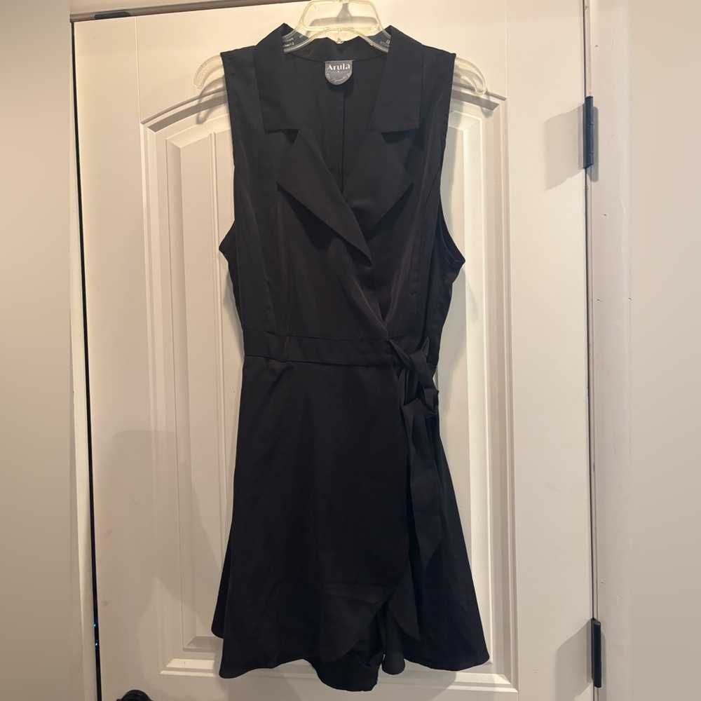 ARULA Black Wrap Mini Dress